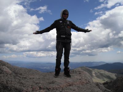 Dano surveying the area on top of Mount Evans